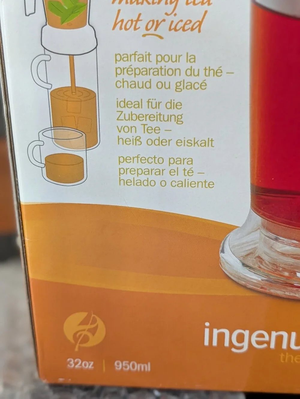 IngenuiTEA Maker Over the Cup Loose Tea Infuser for Hot Tea 32oz
